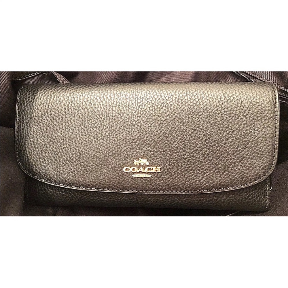 Coach Checkbook Wallet in Polished Pebble # f16613